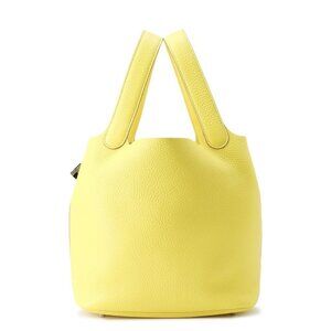 HERMES Picotin Lock Size MM Taurillon Clemence Lime